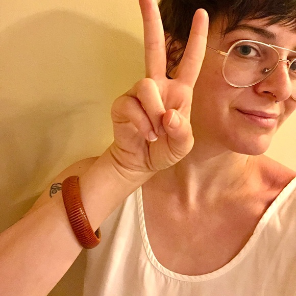 🔴 Vintage Gold & Brown Stretch Bracelet - Picture 2 of 2